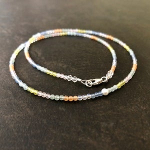 Dainty Gemstone Necklace, Freshwater Pearl, Semi Precious, Multi Gemstone, Multi Colour, Sterling Silver, Layering Necklace  1848