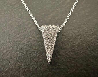 CZ Layering Necklace, Cubic Zirconia, CZ Triangle, Sterling Silver Chain, Dainty Necklace, Gift for Her, Gift Under 50, 1222