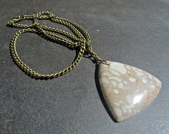 Men's Stone Necklace, Men's Stone Pendant, Jasper Necklace, Sea Sediment Jasper, Pendant Necklace, Unisex Jewelry, Gift for Him  1186