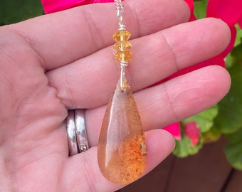 Dainty Amber Necklace, Natural Amber, Baltic Amber, Yellow Crystal, Sterling Silver, Layering Necklace, Gift for Her, Gift Under 100,  1949