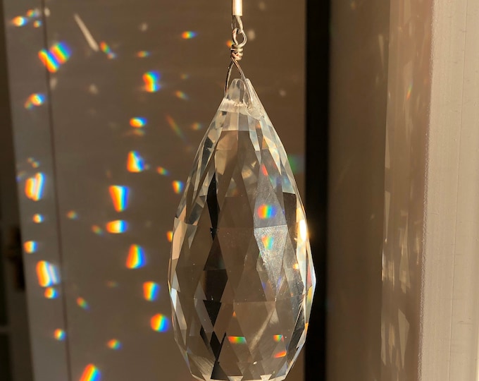 Crystal Sun Catcher Large Sun Catcher Long Teardrop Clear Etsy