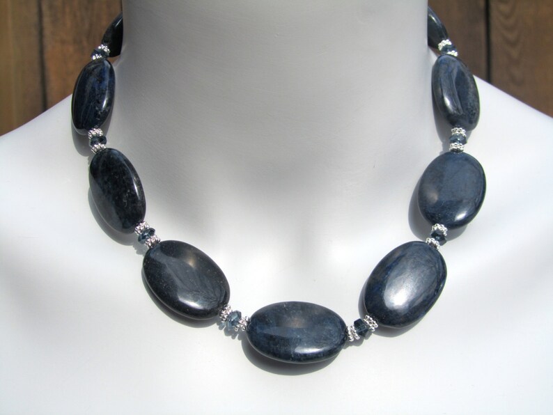 Chunky Statement Necklace Chunky Blue Stone Navy Blue Etsy Canada