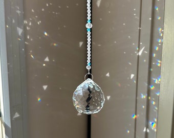 Crystal Sun Catcher, Crystal Prism, Aqua Crystal Ornament, Window Decoration, Unique Gift Under 100, 1985S