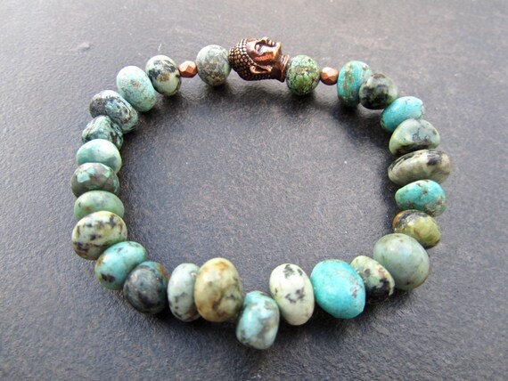 Bracelet Fantaisie filigrane élastique - Bouddha - Bleu Turquoise
