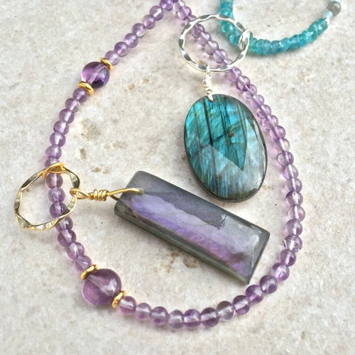 Purple Labradorite Necklace, Labradorite Pendant, Amethyst Necklace, shops Natural Stone, Purple Stone, Semi Precious, Gift For Her 1125