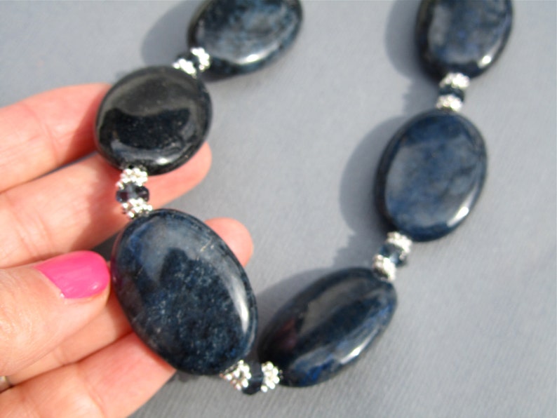 Chunky Statement Necklace Chunky Blue Stone Navy Blue Etsy Canada