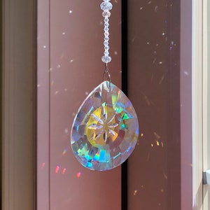 Captador solar de cristal, Lágrima grande de margarita de cristal AB, Captador de sol de prisma, Captador de sol de arco iris, Decoración de ventana, Regalo único 1850