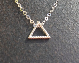 Dainty Silver Necklace, Triangle Pendant, Floating Triangle, Sterling Silver, Minimalist Necklace, Delicate Silver, Gift For Her  1267