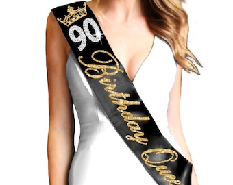 90th Birthday • 90 Birthday Black Sash • Ninetieth Birthday Party for Grandma