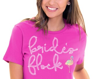 Bridal Shirts - Iridescent Flamingo Bride's Flock, Bride to Be, Let's Flamingle, Bride's Flock Can Coolers, Pink Flamingo Party Supplies