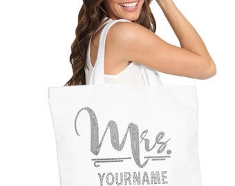 Custom Mrs. Tote • Foxy Mrs with Last Name Personalized Bag • Bride Wedding Gift • Honeymoon Bag • Wife Gift • Anniversary Gift for Wife