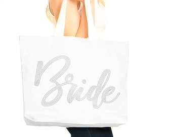 Bride Tote • Rhinestone Glam Bridal Party Bag • Bride Tote Bag • Jumbo Bride Tote • Bridal Shower Gift Bag • Bachelorette Party • Bridesmaid