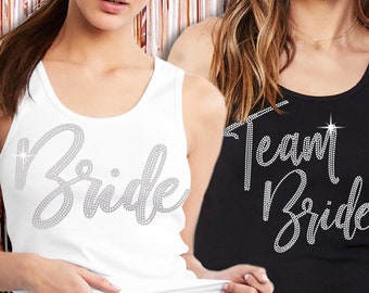 Rhinestone Bridal Tanks • Glam Bride • Bachelorette Party Shirts • Bridesmaid Tops