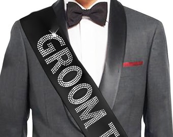 Rhinestone Groomsman Sash - Groom Sash, Bachelor Party Sash, Bridal Shower, Bachelorette Party, Engagement Party, Bridesman, Man of Honor