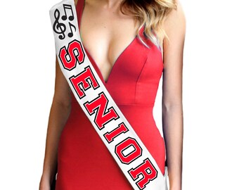 Band Senior Sash • Musical Notes • Graduation Gift • High School Senior • Sports Party Celebration • School Spirit Week • Homecoming