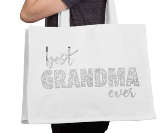 Best Grandma Ever Large Canvas Tote • Granny Gifts • Grandmother Mother Days • Worlds Greatest Grandma • Nan • Nonna • Abuela • Mothers Day