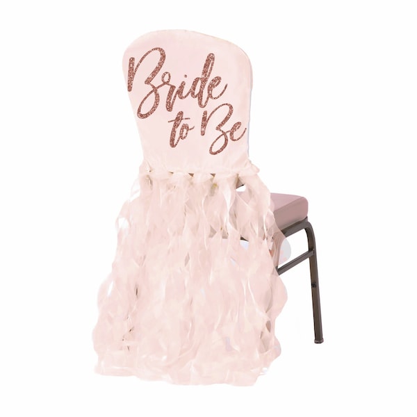 Bride Wedding Chair • Glam Bride Rose Gold Banquet Chair Cover • Bride Gifts • Bridal Shower Decoration • Wedding Reception Decorations