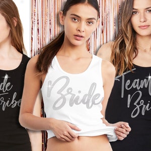 Rhinestone Bridal Tanks • Glam Rhinestone Bride • Bachelorette Party Shirts • Bachelorette Party • Bridal Party Tops • Bridesmaid Ideas