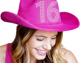 Sweet 16 Hat - 16 Hat, Birthday Hat, Birthday Girl, Western Birthday, Party Hat, Birthday Hats, Sweet Sixteen, Teen Girl, Birthday Sash