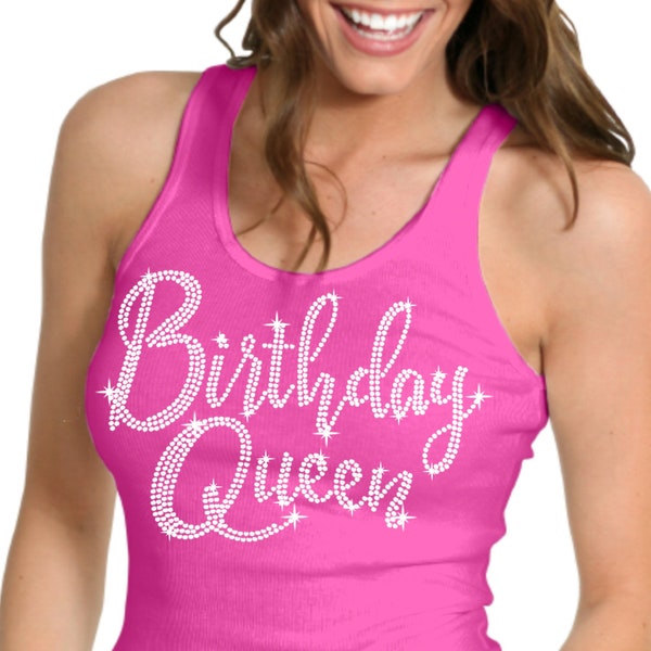 Birthday Tanks - Magenta Racerback Tank Tops, Birthday Queen, Birthday Squad, Birthday Shirts, Birthday Party, Party Shirts, Party Supplies
