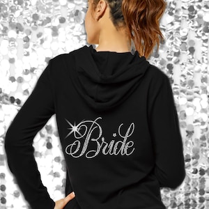 Bridal Party Fleece Zip Up Sweatshirts • Flirty Rhinestone Bridal Party Hoody • Wedding Hoody Jacket • Bridal Party Sweatshirt • LAST CHANCE