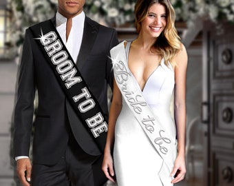 Wedding Sashes • Flirty Bride to Be & Groom to Be Sash Set • Co-Ed Bridal Sashes • Bride Sash • Groom Sash • Engagement Photos