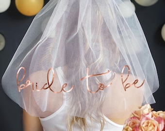 Rose Gold Bride To Be Bachelorette Veil - Double Layer, Bachelorette Party Veil, Bachelorette Party Supplies, Bridal Shower Decorations