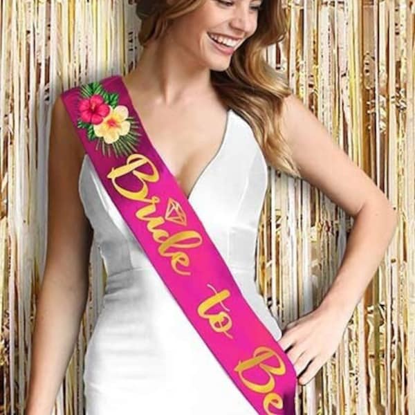 Tropical Bride to Be Sash - Gold Bride Sash, Rose Gold Flamingo, Pineapple, Bride Sash, Wedding Sash, Bridal Shower, Bachelorette Party