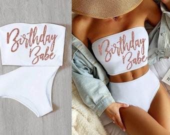 Birthday Swimsuit • Birthday Babe • Bandeau Bikini • Destination Birthday Party Weekend • Resort Birthday Party • Birthday Girl