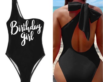 Birthday Swimsuit • Birthday Girl • One Shoulder Birthday Swimwear • Destination Bday Party • Resort Party • Birthday Babe •