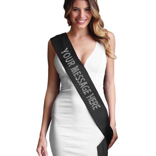 Custom Rhinestone Sash • 1.5" Uppercase Block Font • Custom Personalized Sash • Custom Birthday Sash • Personalized Bridal Sash