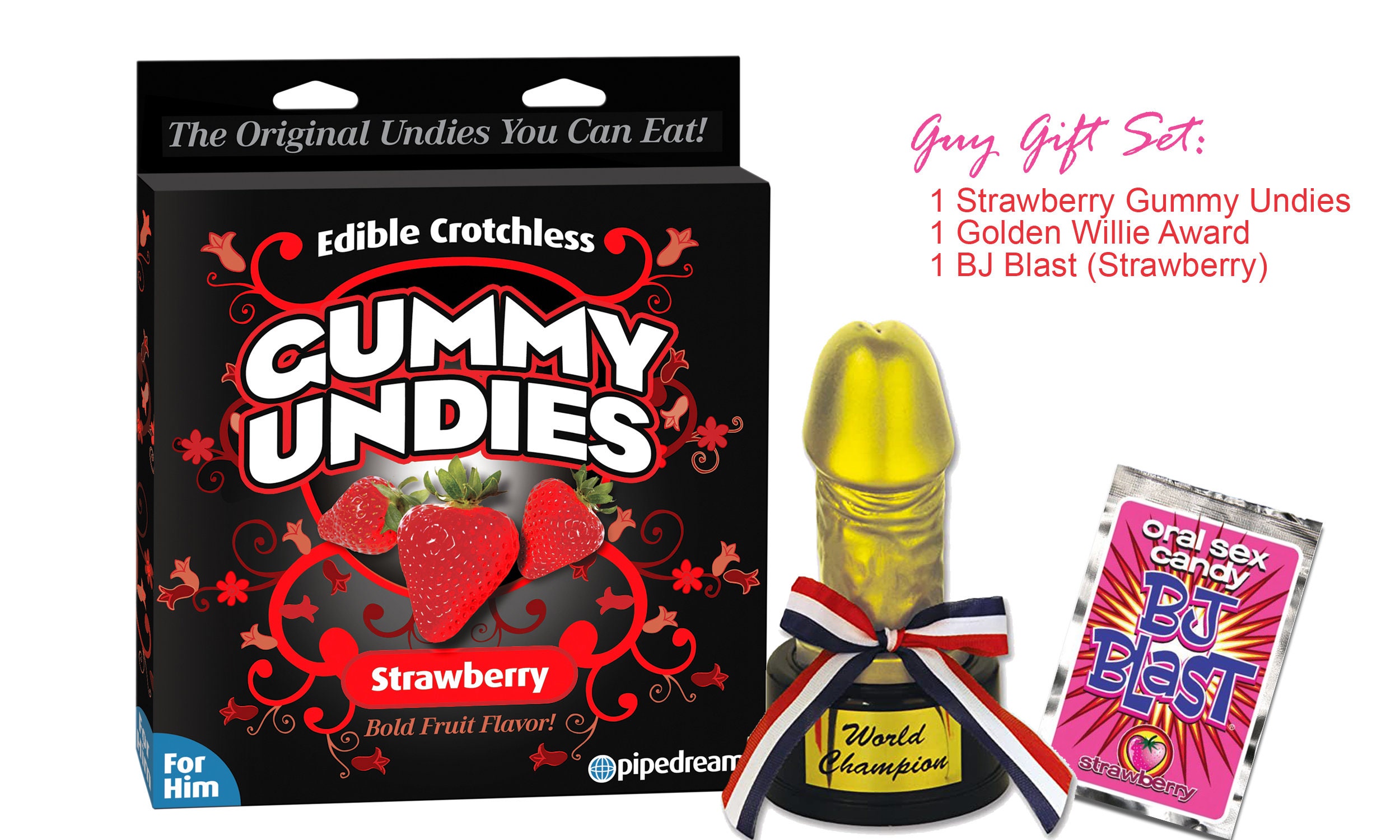 Edible Crotchless Gummy Panties For Him-Strawberry