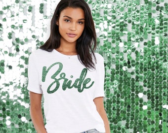 Emerald Bride Shirt - St Patricks Bridal Shirt, Tshirt, Tank Top, Bride White Tote, White Bride Zip-Up Hooded Jacket, Jeweled Emerald Green