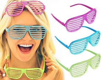 Fun Party Favors - Neon Bling Glasses, Sunnies, Bachelorette Sunglasses, Novelty Eyelash, Pink, Turquoise, Lime Green, 80s, 90s, eighties