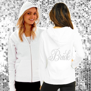 Bridal Party Sweatshirts • Flirty Rhinestone Bride Hoodie • Maid of Honor Sweatshirt • Bridesmaid Gifts • Matching Zip Ups • Bachelorette