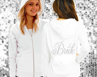 Bridal Party Sweatshirts •  Flirty Rhinestone Bride Hoodie • Maid of Honor Sweatshirt • Bridesmaid Gifts • Matching Zip Ups • Bachelorette