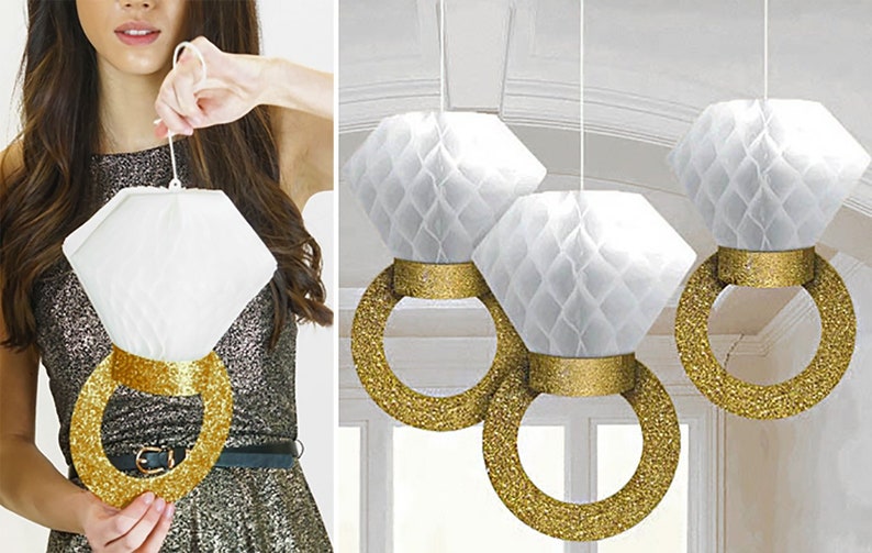 Gold Wedding Ring Bridal Shower Decor metallic Gold Wedding Etsy