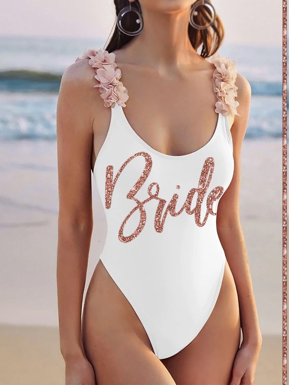 Bride Swimsuit Personalized Bride Swimsuit Onepiece Honeymoon Swim