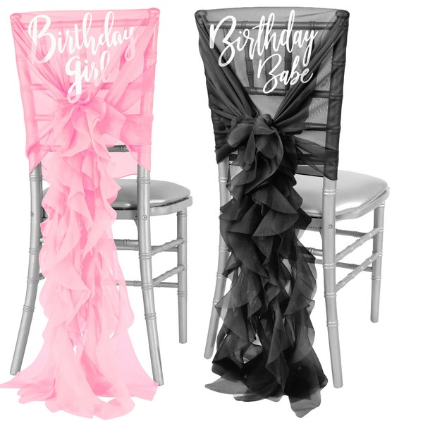 Birthday Chair Cover • Birthday Girl Sash Cap with Front Ruffle • Bday Party Decoration