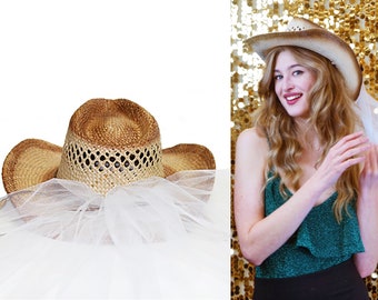 Bride Cowboy Hat - Country Western Bride Hat, Straw Bride Hat, Country Wedding, Nashville Bride, Get Rowdy, Lets Get Nashty, Disco Cowgirl