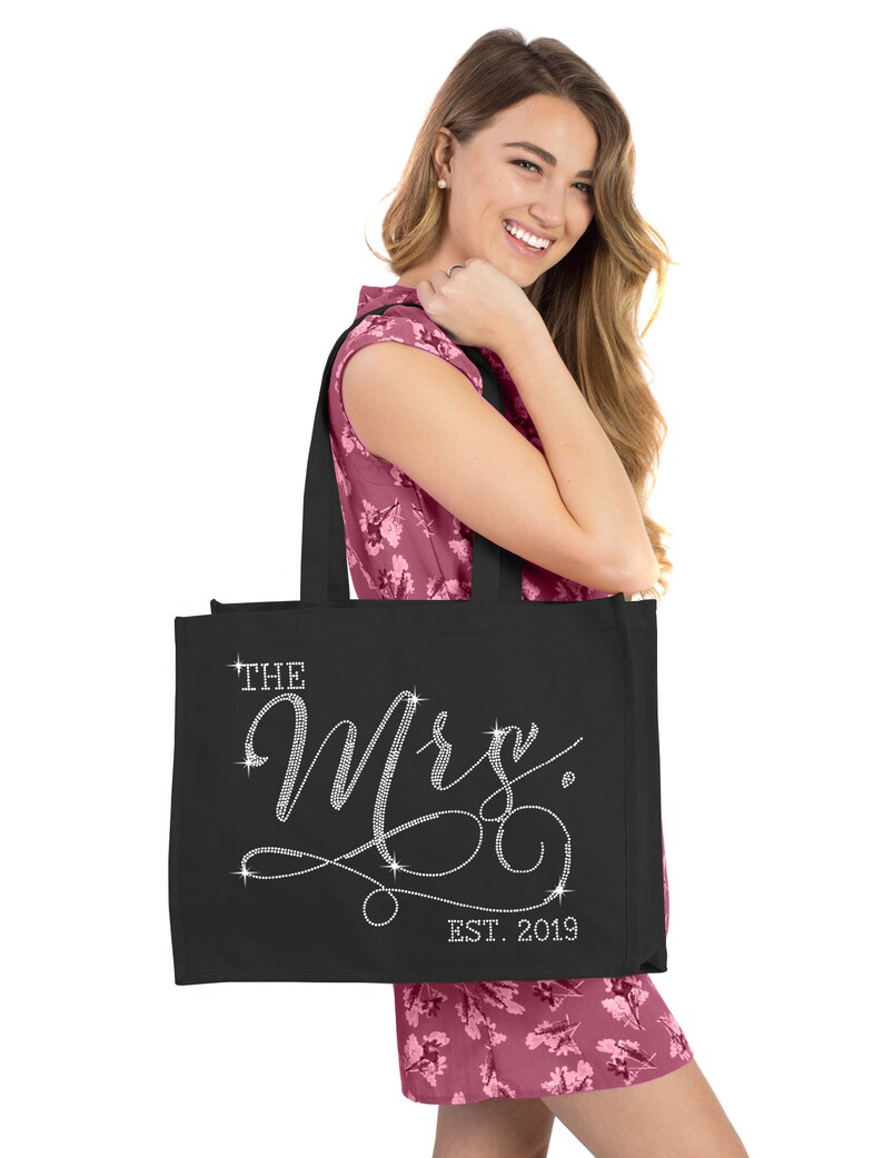 Bridal Shower Gift Carryall Engagement Gold Bridal Tote Jumbo Bride Tote Bride Bag: The Mrs EST 2019 Tote Bag Bachelorette Party