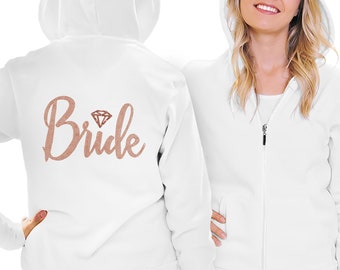 Rose Gold Bridal Party Sweatshirt • Bride Lightweight Hoodie • Bridal Zip Jacket • Bachelorette Party • Bridesmaid Hoodie • Bridal Hoodie