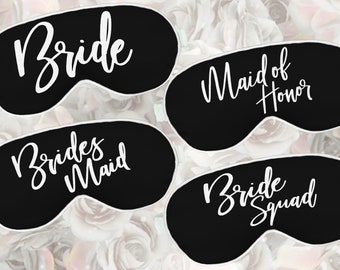 Bridal Party Sleep Mask -  Bride, Bridesmaid, MOH, Bachelorette Party Favors, Hangover Kits, Bridesmaid Gifts, Bridesmaid Proposal Kits