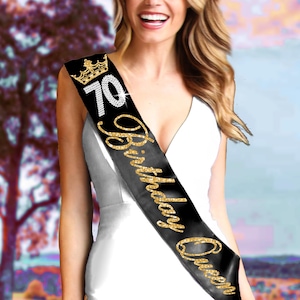 70th Birthday Sash • 70 Birthday Queen Black Sash • It&#39;s My 70th Birthday • 70th Birthday Sash • 70th Birthday Idea for Her • Gran Birthday