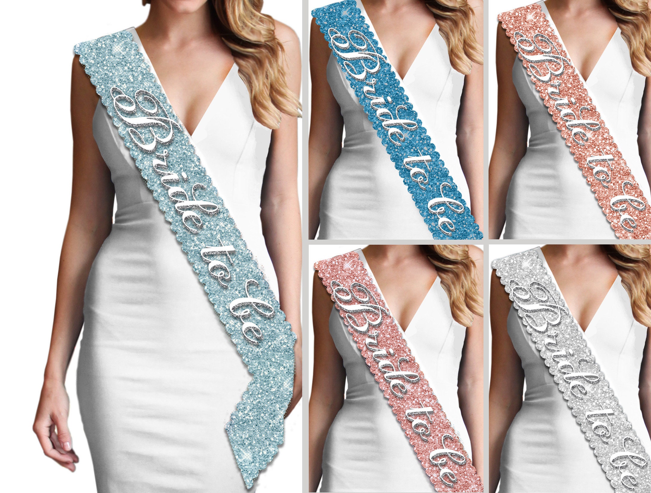 BRIDE Sparkle Sash Scallop Edge Glitter Sash Wedding Sash Etsy