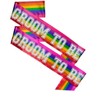 Queer Love • Groom to Be Rainbow Sash • EnGAYed Grooms • LGBTQ+ Wedding • Love is Love