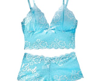 Something Blue Wedding Night Lingerie • Aqua Glam Bride Lingerie • Lingerie Shower Gift • Bachelorette Gift • Boudoir Bridal Lingerie