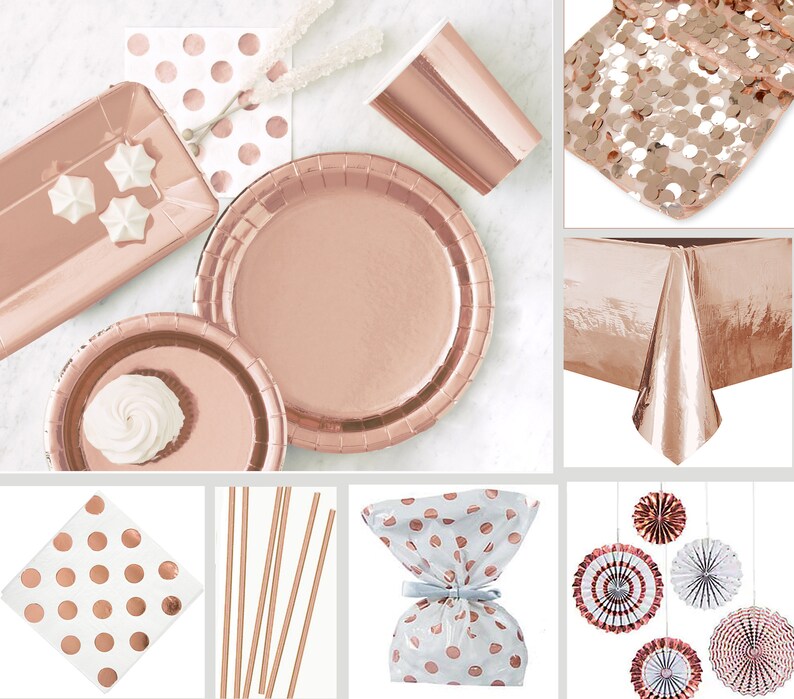 Rose Gold Bridal Shower Decorations Rose Gold Table Decor Etsy