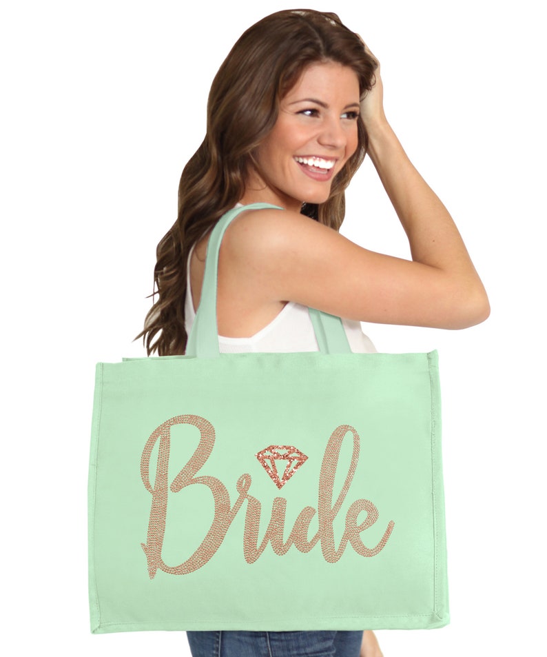 Rose Gold Party Bride Tote Bride Gift Bride To Be Shirt Bride with Diamond Icon Rose Gold Rhinestud Ribbed White Tank Top Bride Shirt