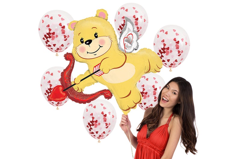 Valentine Balloons Happy Valentines Day Mylar Balloon Bouquet Kit Valentines Decorations Valentines Day Decor Confetti Balloons
